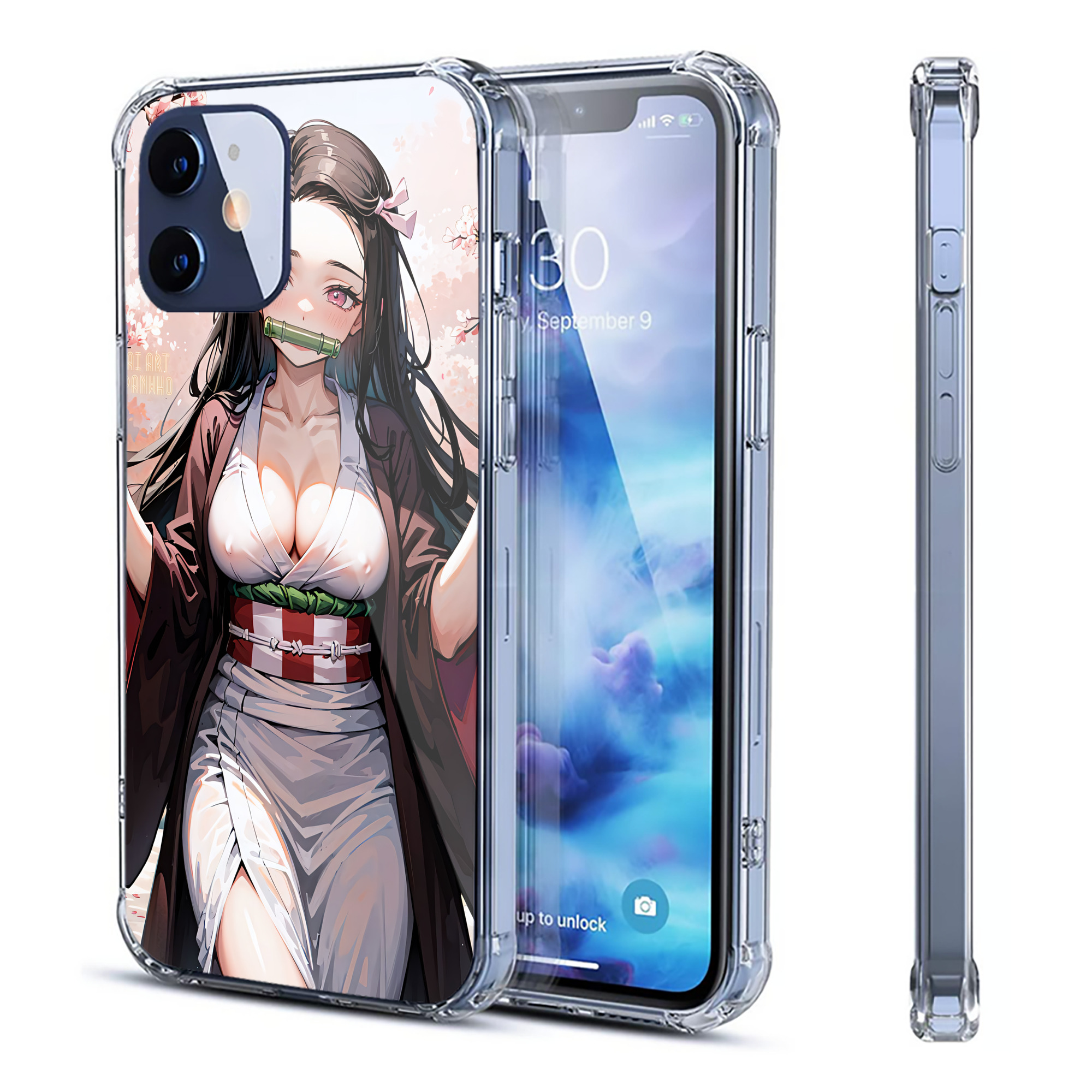 （画像用） 鬼滅の刃（きめつのやいば）竈門 禰󠄀豆子／かまど ねずこ Kamado Nezuko 【iPhone 12シリーズ対応】透明スマホケース（クリアソフトケース）